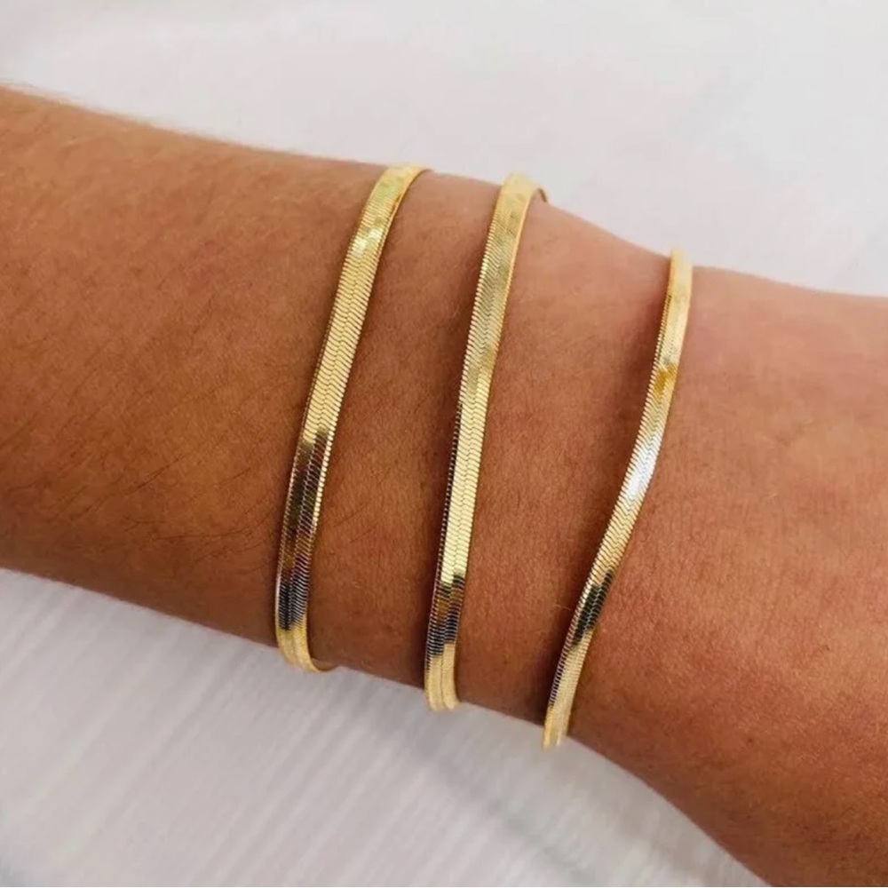 3MM Gold Tone Snake Rope Chain Bracelet